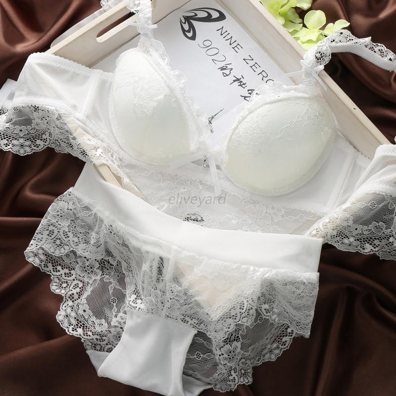 Women Lace Embroidery Push Up Bras And Panties Underwear ...